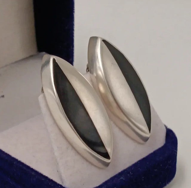 Aros mexicanos de plata 925 y ónix.