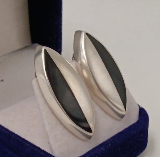 Aros mexicanos de plata 925 y ónix.
