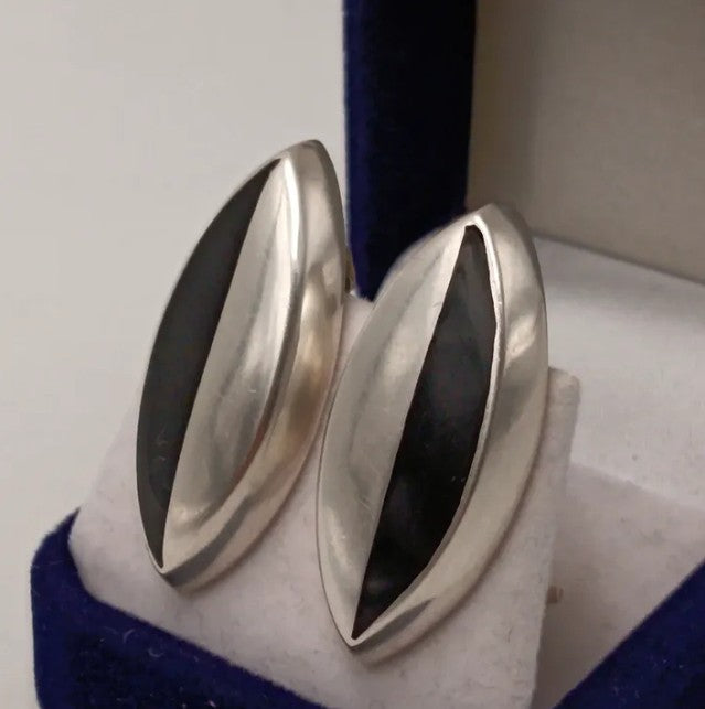 Aros mexicanos de plata 925 y ónix.