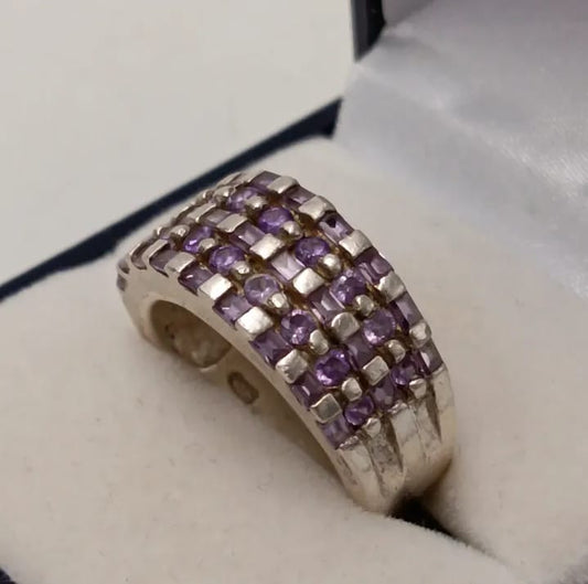 Anillo de amatistas en plata 925