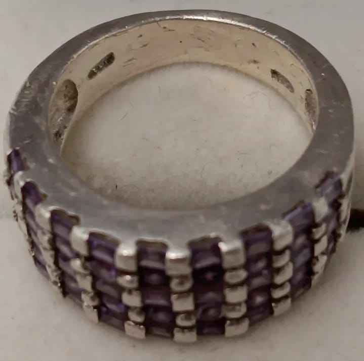 Anillo de amatistas en plata 925